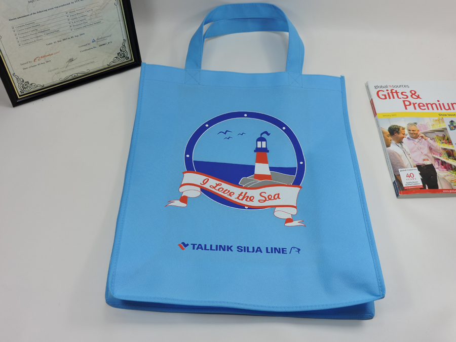 blue nonwoven bag